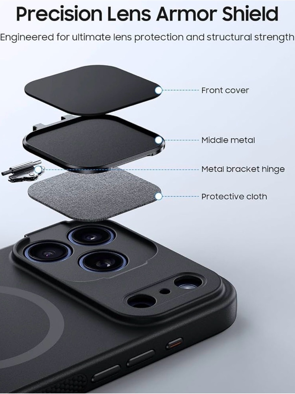 Camera Lens Armor Shield Protective Case Cover - Black